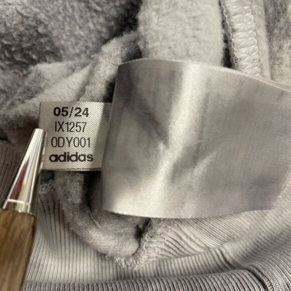 Adidas Hoodie Sweatshirt Mens Sz Large All Szn Fleece Washed Gray Tie Dye Pocket - Picture 12 of 15